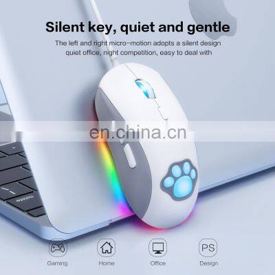 CW918 Cat Paw Game Mouse 7 Color RGB 7200DPI Universal Usb Wired Gaming Mouse For Computer photo-4