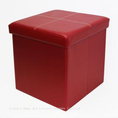 Foldable Storage PVC Ottoman photo-3