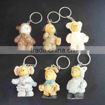 hot sale gift resin beautiful custom souvenir animal keyring with metal