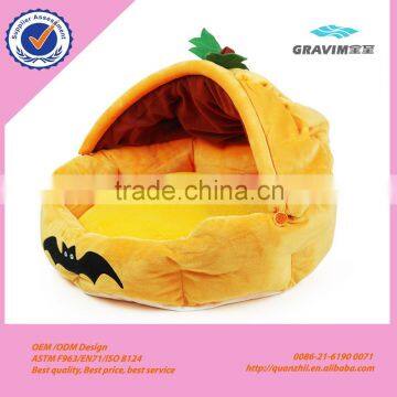 2015 Hot Sale Custom Yellow Plush Halloween Pumpkin Pet Bed for Dog and Cat photo-2
