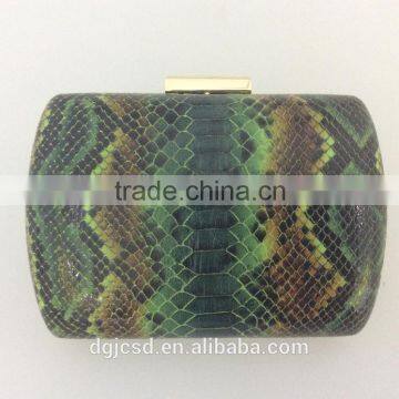 snake skin leather evening bag,PU leather clutch handbag