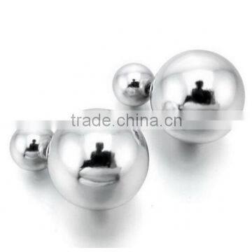 High Polished Bead Ball Earrings, Women's Stainless Steel Resin Studs Earrings Silver Bead Ball Classic Eleganta