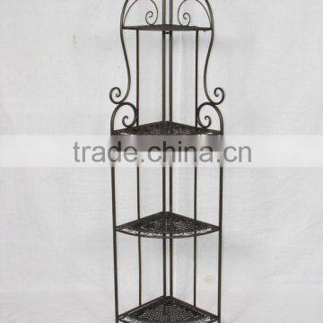 Factory price wrought iron 4-tier corner shelf