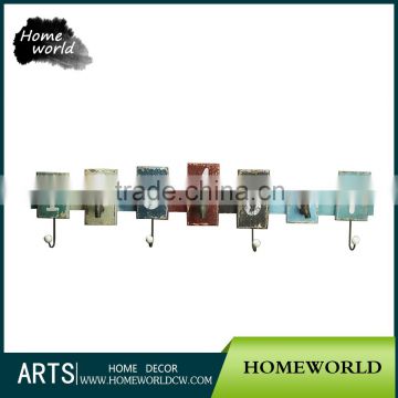 Creative Antique Distressed Color Number Wood Kindergarten Wall Decor With Hooks