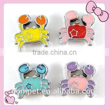 Crab Cartoon Enamel Slide Charm 8mm inner Width Wholesale