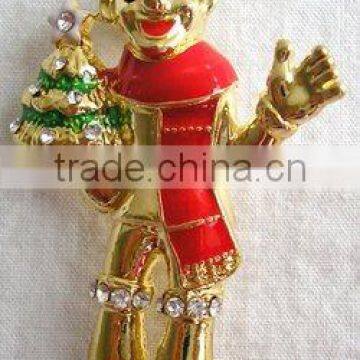 Fashion Gold Clown Brooch With Red Enamel