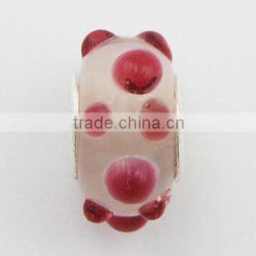 Handmade Pink Semi-Spheres Relief Murano Glass Bead