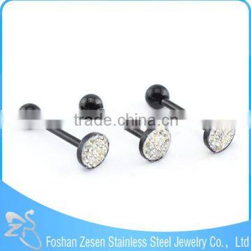 Black Steel Body Piercing White Crystal Star Fake Tongue Rings Jewelry photo-2