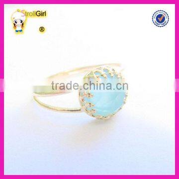 Fashion 925 Sterling Silver Natural Stone Ring, Hot Sale Chalcedony Gemstone Rings for Women photo-2