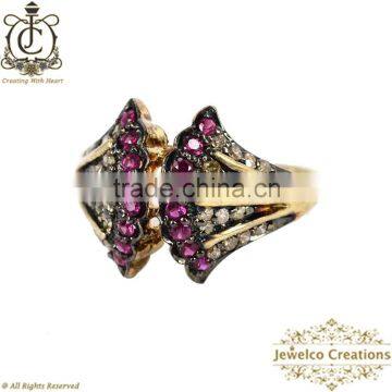 Ruby Gemstone 925 Silver Handmade Designer Jewelry, Natural Diamond Pave Ring, Fashion Jewelry, Gemstone Silver Jewelry Supplier