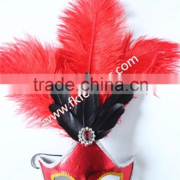 2016 Latest Selling Product PVC Party Mask With Ostrich Feather Decoration