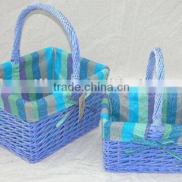 willow basket with fabric