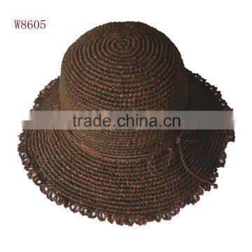 mixcolor knitting brown raffia dying knitting straw hat