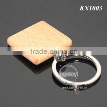 Square Wooden Material Keychain Promotional Custom Or Wholesale Metal Keyring Blank Wood Keyholder photo-6