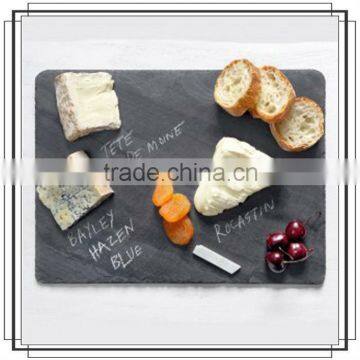 Chipped edge black rectangle slate food tray