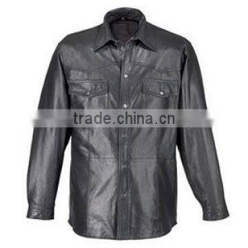 Men's Black Fashion Leather Shirt