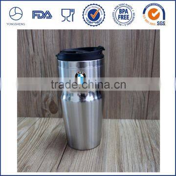 Hot sale printing BMW double wall stainless steel starbucks travel mug with spill proof lid