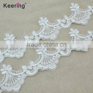 Polyester embroidered bridal lace trim with cross wholesale WTPA-034                        
                                                                                Supplier's Choice