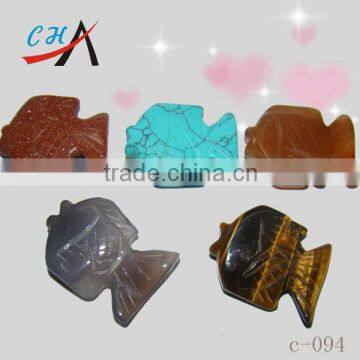 Gemstone Carved Fish Key Chain