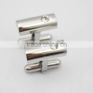 316L stainless steel women and mens silver crystal stone cufflinks