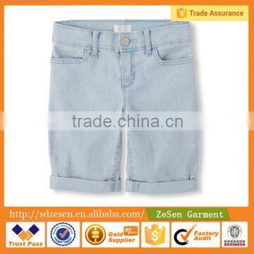 Children Hot Pants Denim Cuffed Shorts