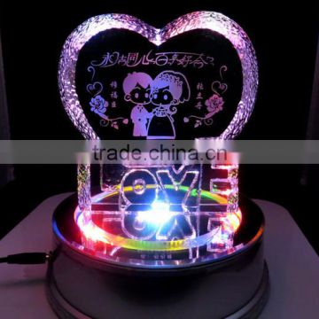 Crystal Heart Photo Frame With Led Base