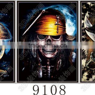 ON SALE 3D flip lenticular pictures of PIRATE SKULLS and INDIAN SKULLS in stock