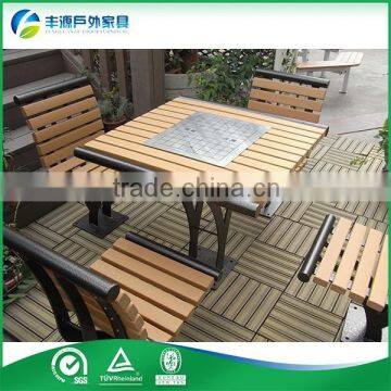 Outdoor wooden bench table set HDPE slats picnic table with benches