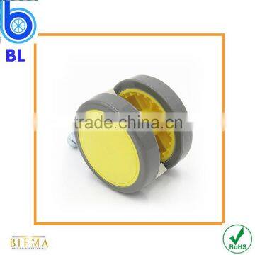 Eco-friendly Swivel 64mm Yellow Grip Ring Stem TPR Appliance Furniture Caster Wheel photo-5