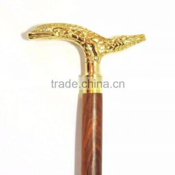 Decorative crocodile handle walking stick/Brown wood walking stick/Stylish walking stick wk1130