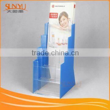 Blue Acrylic 4-tiered Pamphlet Brochure Stand