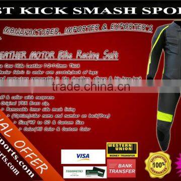 Black and Yellow Leather Racing Suit