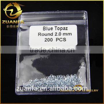 zuanfa wholesale 1mm-3mm good quality london blue gemstones natural blue topaz