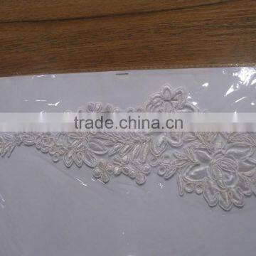 High Quality white french lace applique for wedding dress/Bridal Chantilly Lace applique