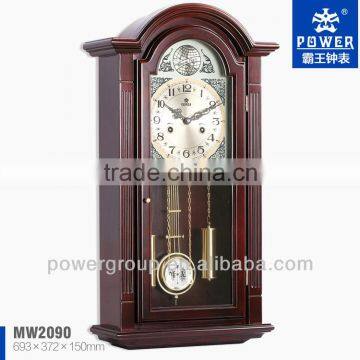 Mechanical wall clocks with double dial Wooden case and rotating pendulm Good quality MW2090