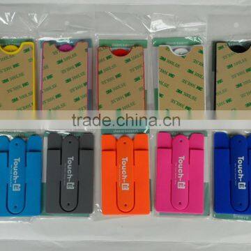 Silicone card holder mobile cell phone stand, Promotional Silicone mobile phone stand with card holder wallet, PTP021