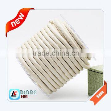 Black Exquisite 6mm Nappa Sheepskin Leather Cords in Delicated Stitching photo-4