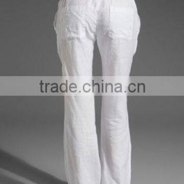Summer Womens White Drawstring Pants Cool Design photo-2