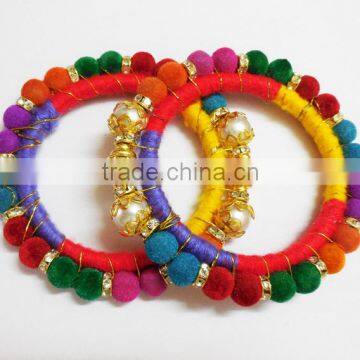 handmade gorgeous thread velvet designer bangle for suit silk sarees