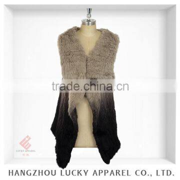 lady women fashion real rex rabbit fur vest LK15081