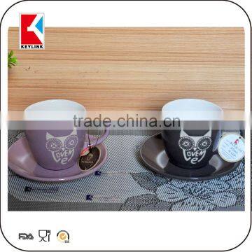 wholesale bulk custom logo printed espresso cup 12pcs tea ceramic cup and saucer