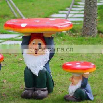 Kids resin cartoon table and chair with mushroom design