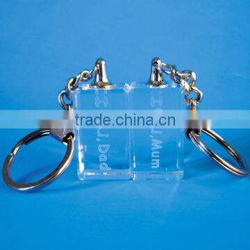 Hot selling souvenir crystal 3D logo keychain ,birthday giveaways crystal keychain