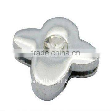 Alloy Rhinestone Slide Charms, Links for bracelet, Cross, 13.5x13x5.5mm, hole: 1.6x8mm(ALRI-Q116-N)