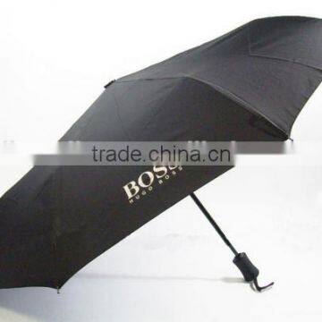 Brand Umbrellas Rain leather Handle 8 Rib high Quantity Black For Men High Quality Three Folding Umbrella