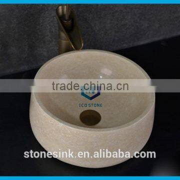 Round natural marble basin sink