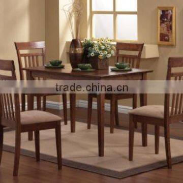 Dining Table and Four Chairs Teak Wood in Walnut Transitional Style