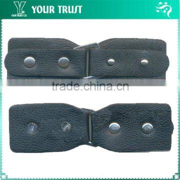 Rhodium Square Buckle Rhodium Stud Black Coat Leather Toggle Buttons