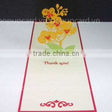 Orchid flower greeting pop up card