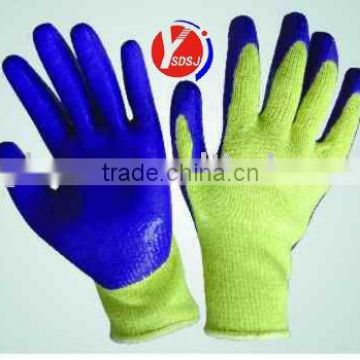 latex coated gloves with yellow liner slipery